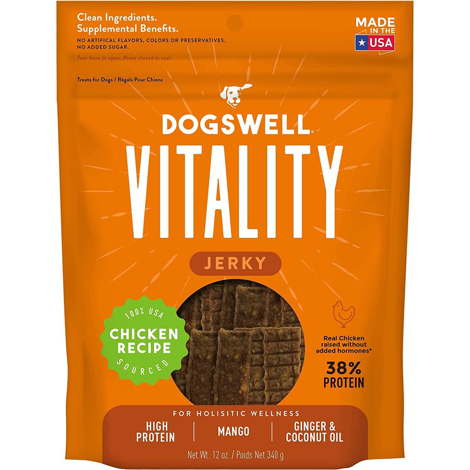 Vitality Chicken & Mango Jerky - Meaty Dog Treats for Overall Health - 12 Oz - householdessential