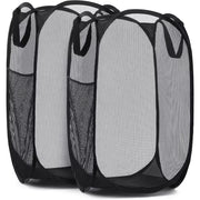Large Laundry Basket Collapsible Mesh Pop up Laundry Hamper Side Pocket Breathable Clothes Storage Laundry Storage Organization