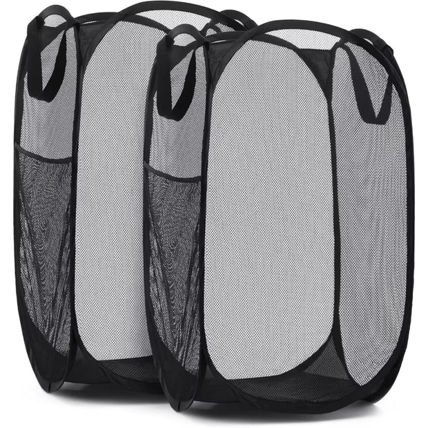 Large Laundry Basket Collapsible Mesh Pop up Laundry Hamper Side Pocket Breathable Clothes Storage Laundry Storage Organization