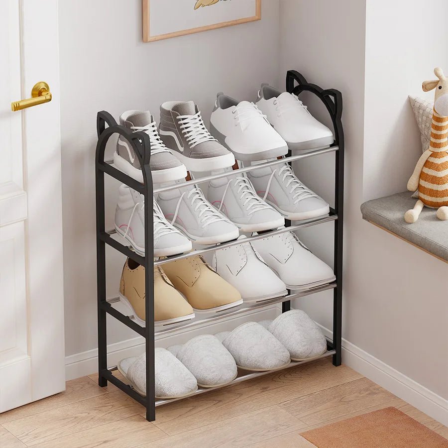 4-Layer Household Storage Rack Shoe Cabinet Simple Shoe Rack with Galvanized Tube - householdessential