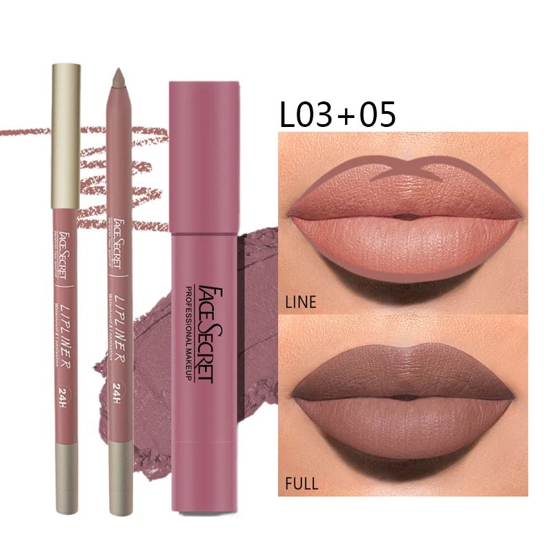 Matte Lipliner&Lipstick Set,Waterproof， Long Lasting Lip Makeup, Soft Matte Color Rendering,Women'S Makeup Cosmetics - householdessential