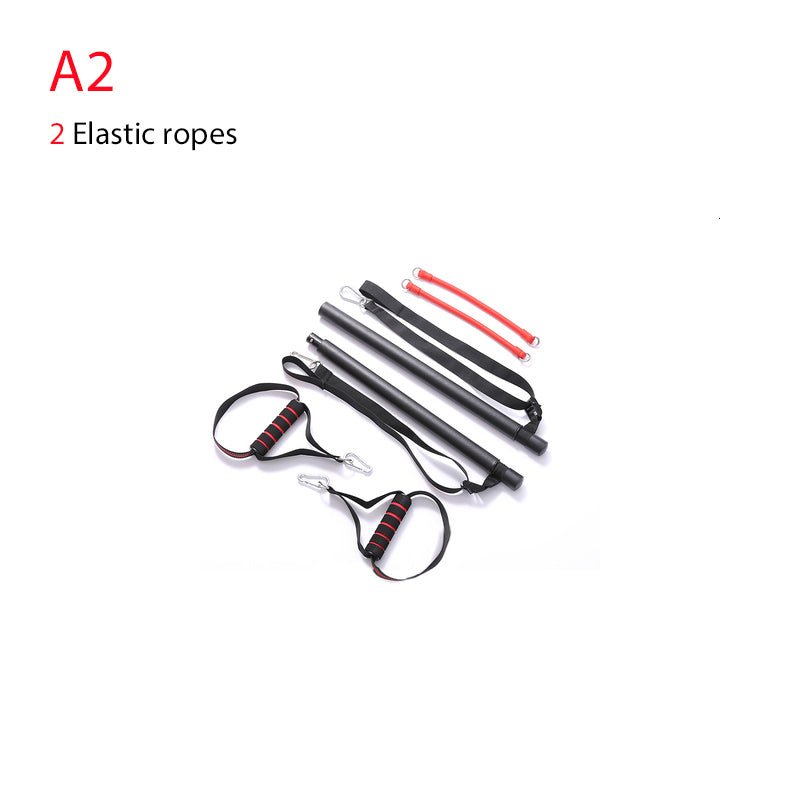 Body Workout Trainer Bar with Resistance Bands Rubber Buckles - householdessential