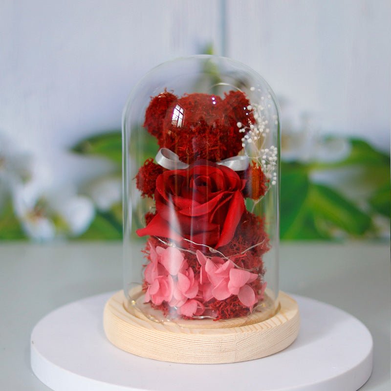 Eternal Rose Valentine's Day Gift Box with Teddy Bear - Preserved Forever - householdessential