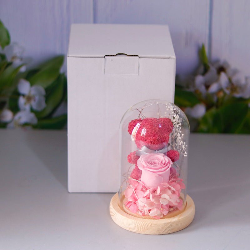 Eternal Rose Valentine's Day Gift Box with Teddy Bear - Preserved Forever - householdessential