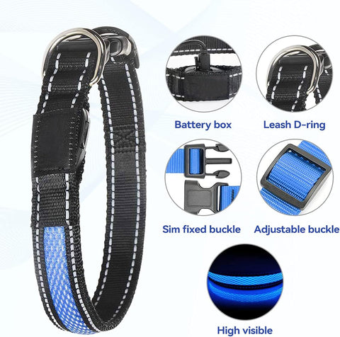 LED Large Dog Collar, Light up Safety Puppy Collar, Rechargeable Lighted Dog Collar, Adjustable Pet Lights for Night Walking, Waterproof Dog Collar Light, Dog Collar for Large Dog,Yellow