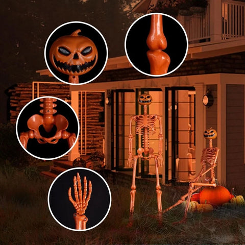 2Pcs 15" Halloween Pumpkin Skeleton for Yard Garden Props Halloween Party Decor