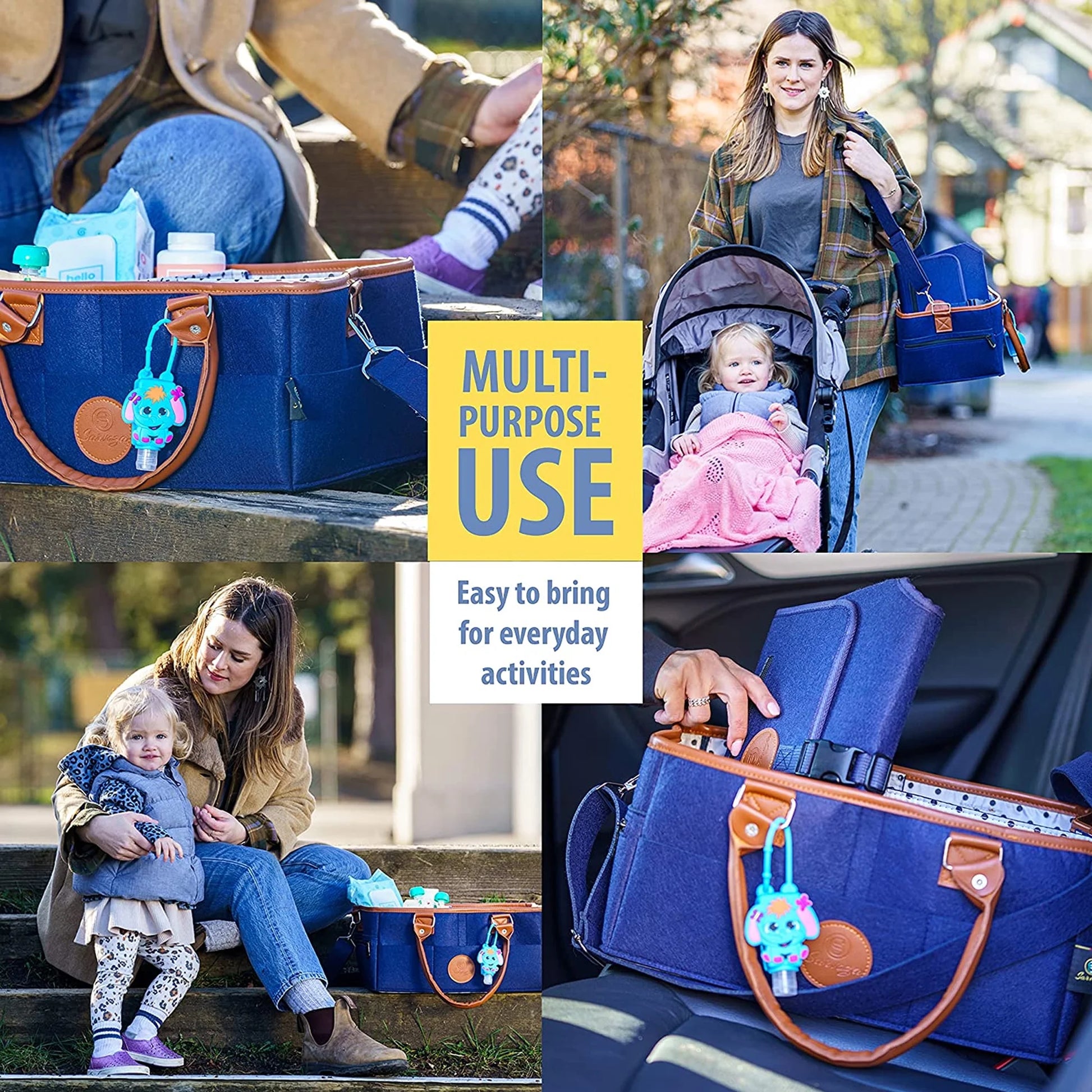 Diaper Caddy Organizer Bag Storage Tote for Baby Stuff Gifts for Moms Navy Blue - householdessential