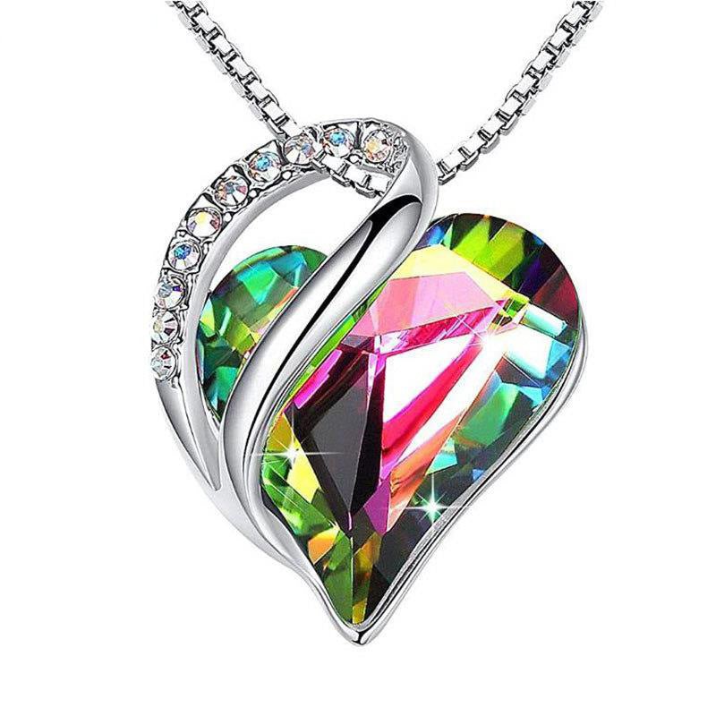 925 Sliver Heart Shaped Geometric Necklace Jewelry Women's Clavicle Chain Valentine's Mothers Day Gift - householdessential