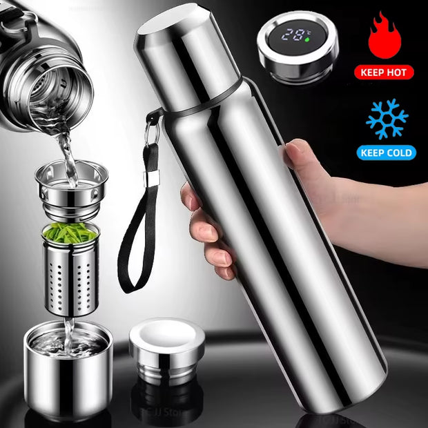 Large Capacity Stainless Steel Thermos Bottle LED Temperature Display Smart Water Bottle for Outdoor Vacuum Flask Thermal Mug
