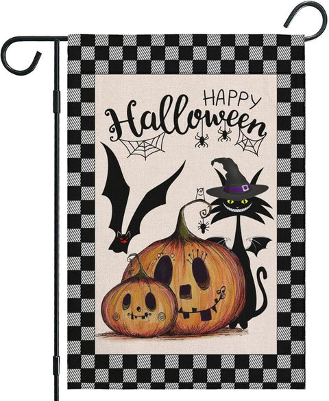 Halloween Garden Flag 12X18 Double Sided Mini Halloween Flag, Burlap Vertical Small Halloween Yard Flag Funny Halloween Pumpkin House Flag, Halloween Decorations Flag for Lawn Farmhouse Outdoor Decor