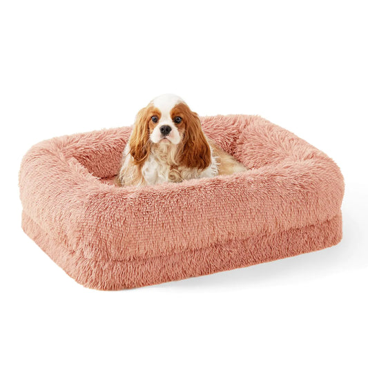 Orthopedic Calming Dog Bed | Faux Fur Sofa Bed with Egg Foam & Washable Cover - householdessential