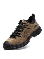 DINGGU Steel Toe Shoes for Men Safety Mens Work Shoes Comfortable Indestructible Work Shoes for Men Steel Toe Construction Leather Brown 13