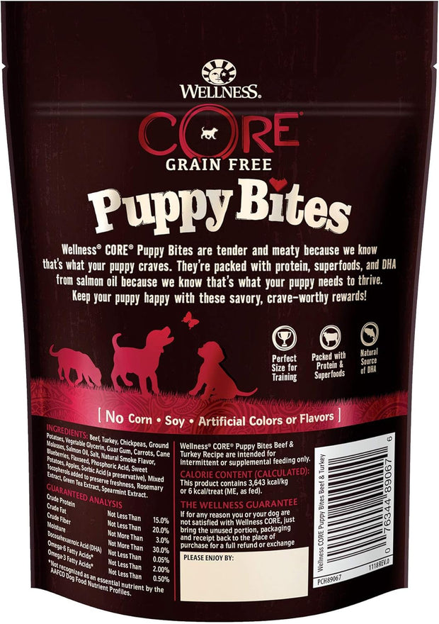 CORE Grain Free Puppy Bites, Beef & Turkey Recipe, 3 Oz Bag