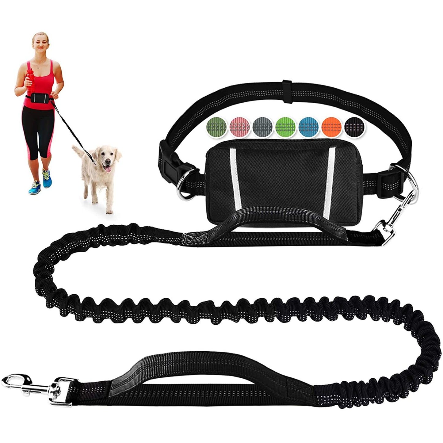Hands Free Dog Leash with Waist Running Pouch - householdessential