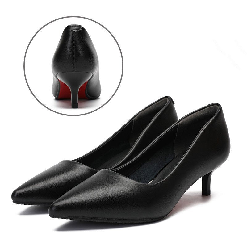 Leather Work Shoes Women Black - householdessential