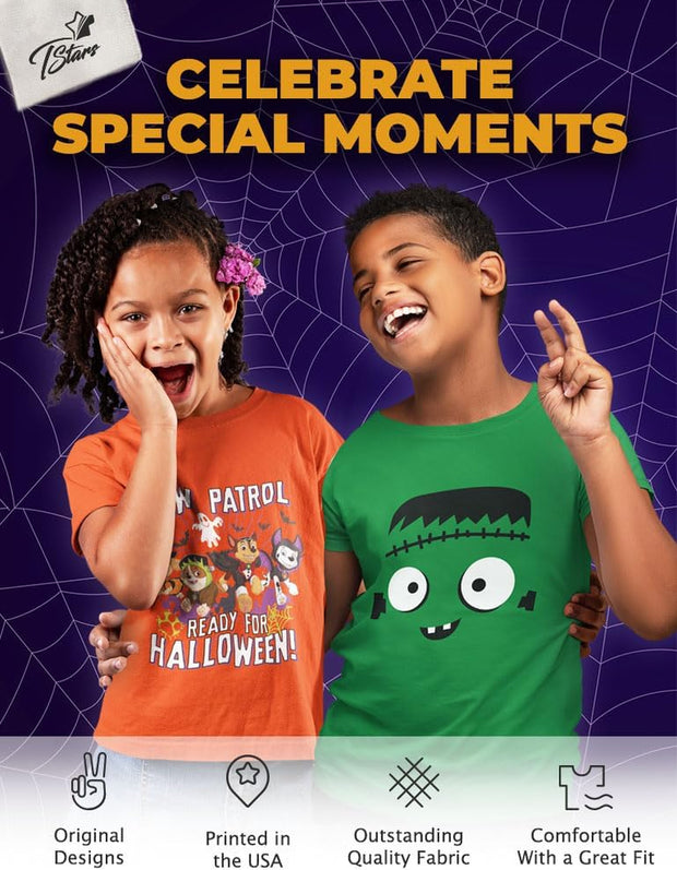 Dabbing Skeleton with Jack O' Lantern Kids Halloween Shirt - Youth Boys Girls Long Sleeve Tee