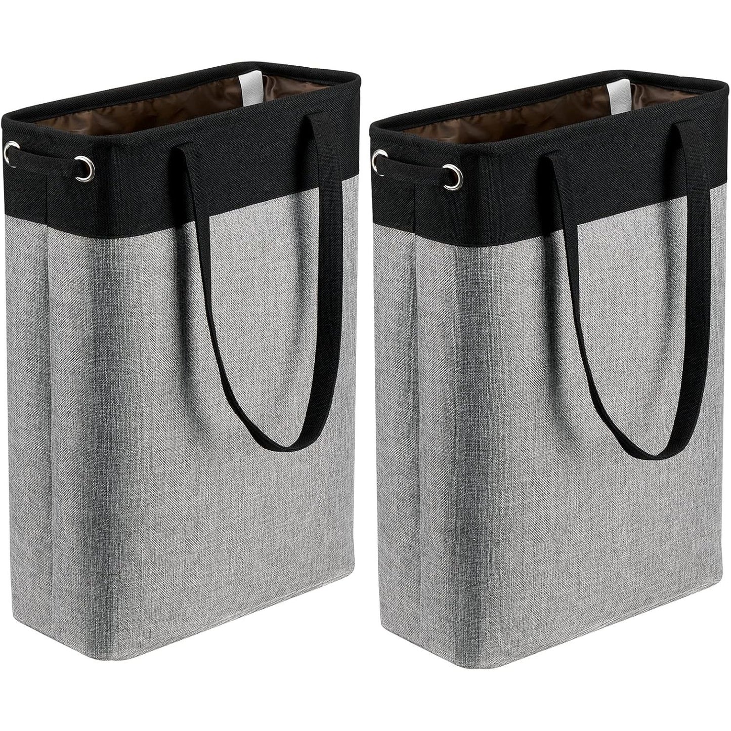 3-in-1 Collapsible Laundry Basket Set with Straps - Black & Gray Patchwork Design - householdessential