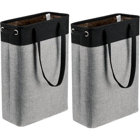 3-in-1 Collapsible Laundry Basket Set with Straps - Black & Gray Patchwork Design - householdessential