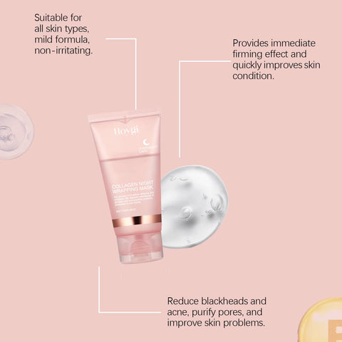 Collagen Peel off Facial Mask Gently Cleansing Deeply Hydrating Moisturizing Night Wrapping Face Mask Korean Skin Care Cream