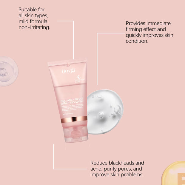 Collagen Peel off Facial Mask Gently Cleansing Deeply Hydrating Moisturizing Night Wrapping Face Mask Korean Skin Care Cream