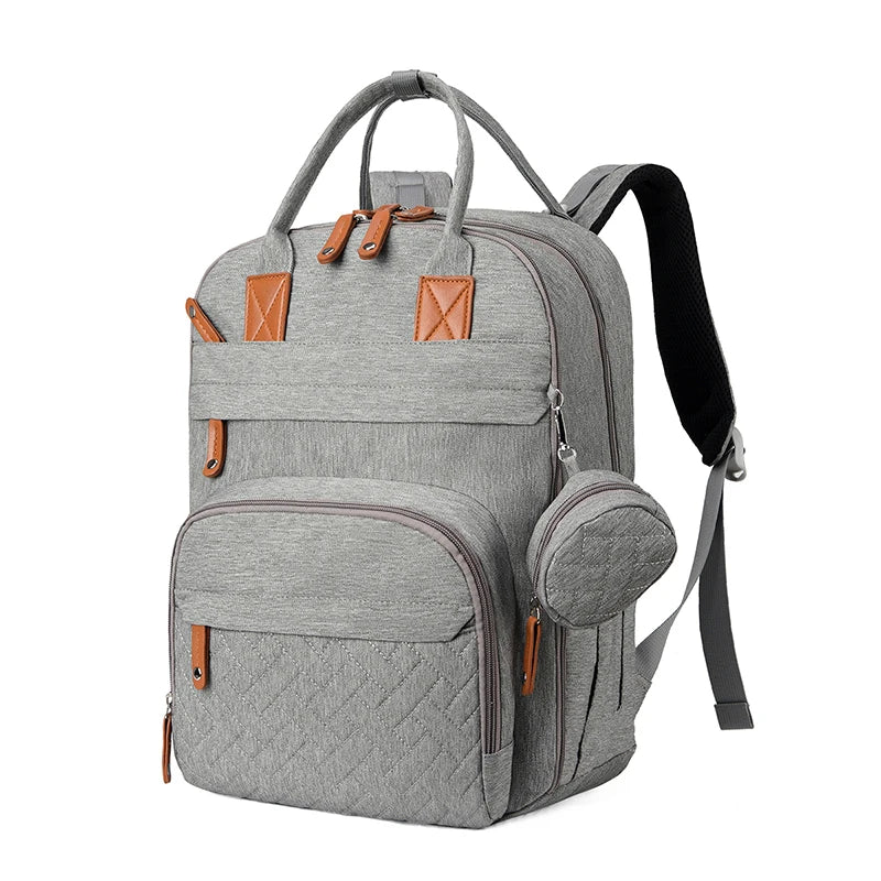 Waterproof Diaper Bag Backpack Multifunction Travel Tote with Changing Station Pad - householdessential