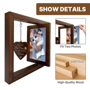 Dog Memorial Gift，Rotating Wooden Picture Frame for 4X6 Photo，Pet Sympathy and Bereavement Remembrance Gift for Dogs and Cats