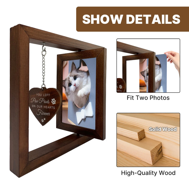 Dog Memorial Gift，Rotating Wooden Picture Frame for 4X6 Photo，Pet Sympathy and Bereavement Remembrance Gift for Dogs and Cats