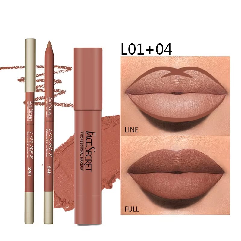 Matte Lipliner&Lipstick Set,Waterproof， Long Lasting Lip Makeup, Soft Matte Color Rendering,Women'S Makeup Cosmetics - householdessential