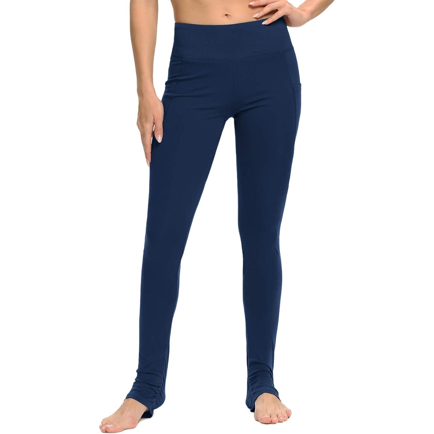 Yoga Pants for Women High Waisted Tummy Contro Butt Lifting Stretch Yoga Leggings with Pockets, Navy Blue, M