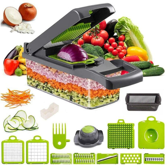 16 In 1 Vegetable Chopper, Salad Fruit Vegetable Food Chopper Slicer Peeler - householdessential