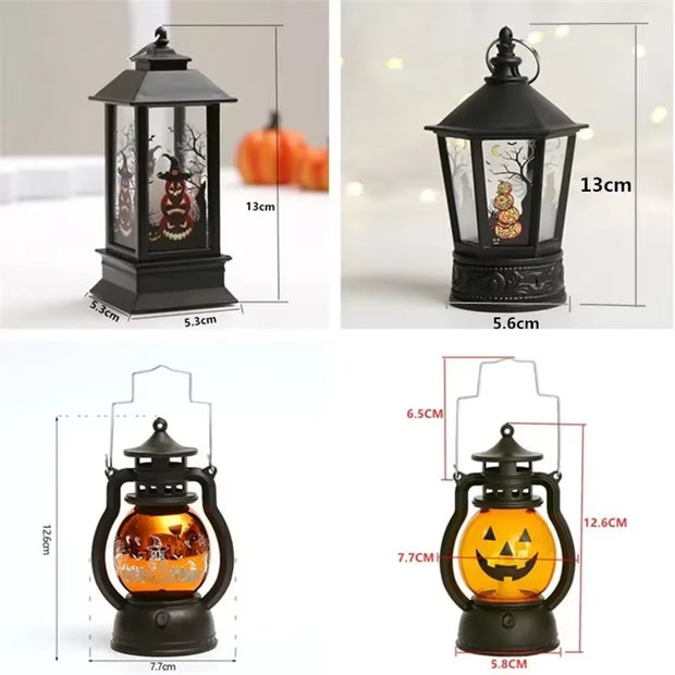 Halloween Decorations Led Candle Light Vintage Witch Castle Pumpkin Ghost Hanging LED Lantern Lamp Haloween Party Decor Supplies