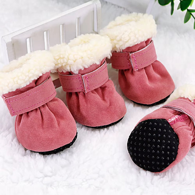 4Pcs Pet Dog Shoes Waterproof Winter Dog Boots Socks Anti-Slip Puppy Cat Rain Snow Booties Footwear for Small Dogs Chihuahua