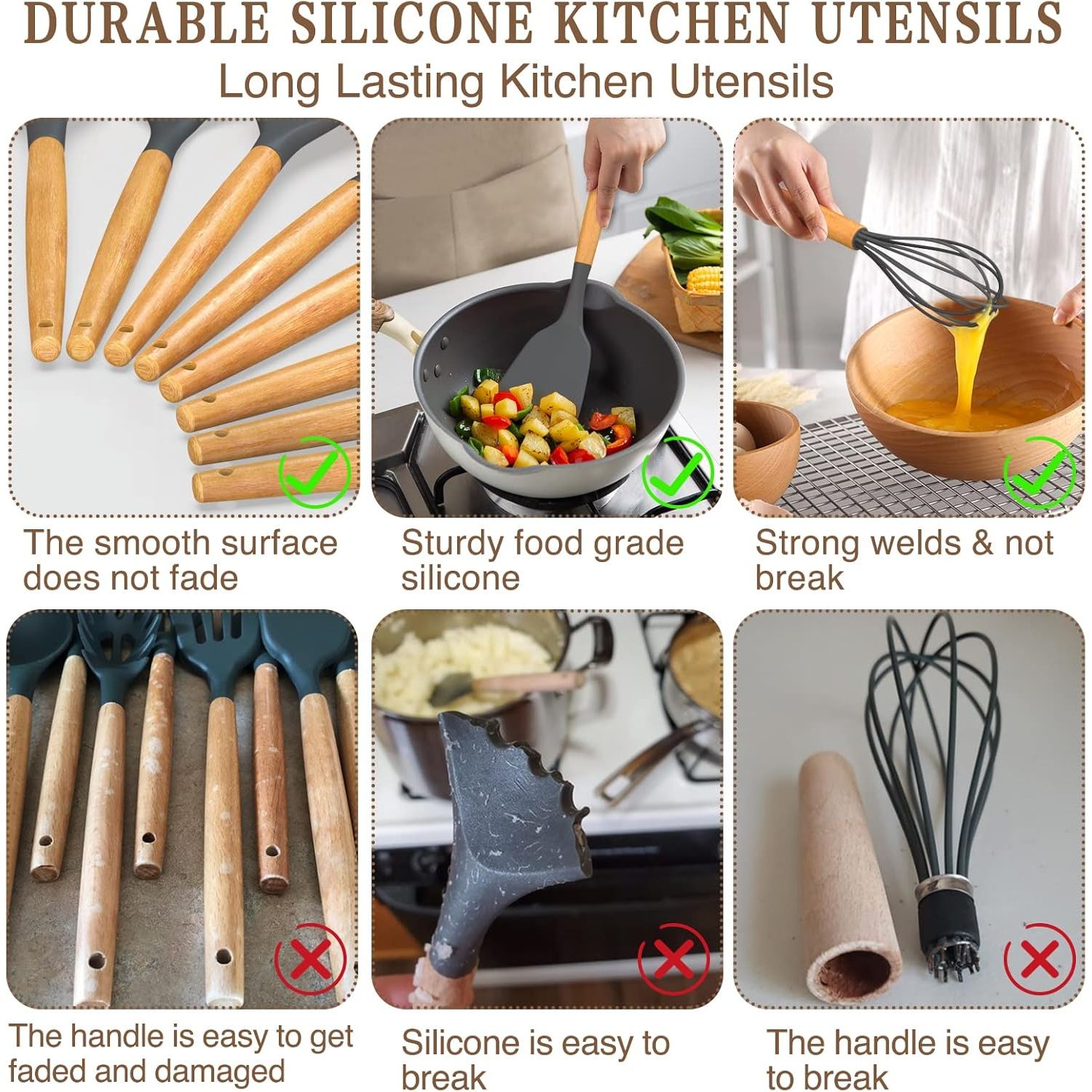 33 Piece Non-Stick Silicone Utensil Set, BPA-Free Kitchen Tools - householdessential