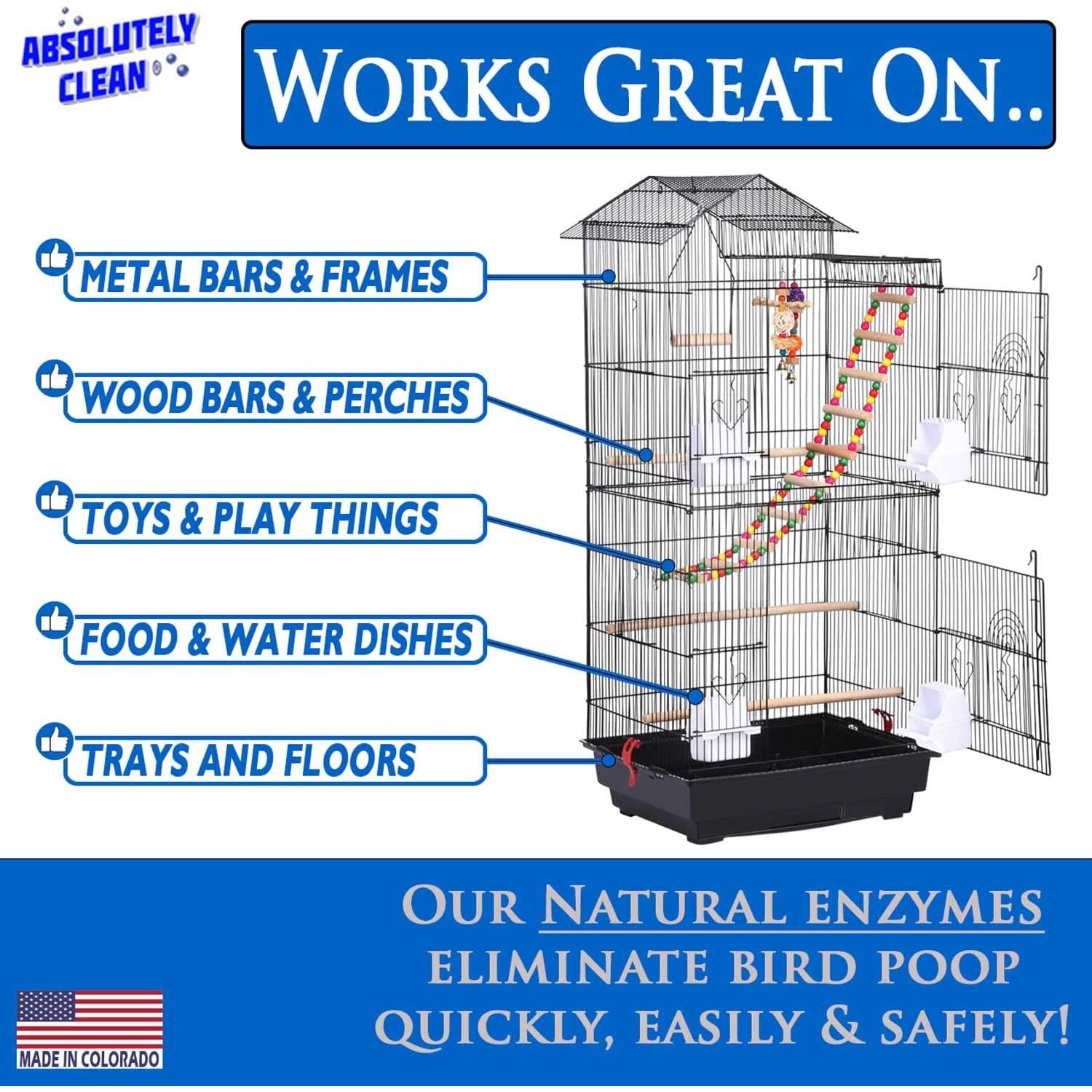 Premium Bird Cage Cleaner Spray - Powerful Natural Enzyme Formula - householdessential