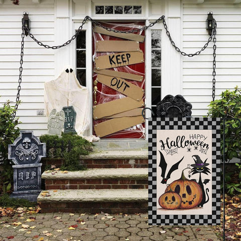 Halloween Garden Flag 12X18 Double Sided Mini Halloween Flag, Burlap Vertical Small Halloween Yard Flag Funny Halloween Pumpkin House Flag, Halloween Decorations Flag for Lawn Farmhouse Outdoor Decor