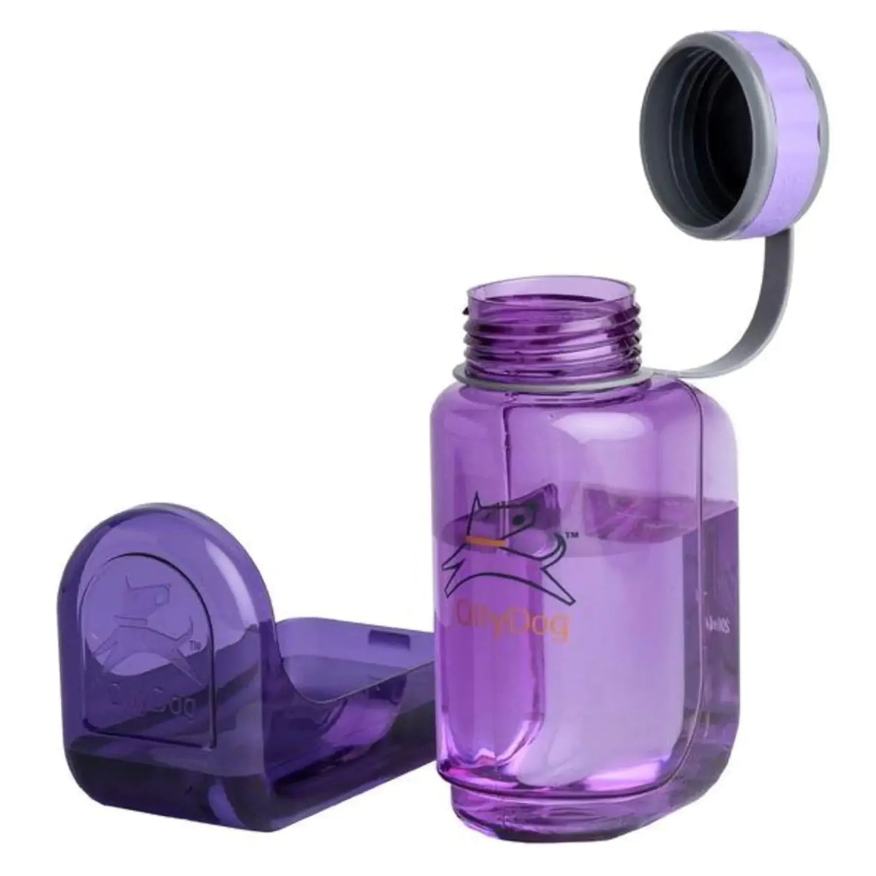 OllyDog Detachable Bowl Bottle for Pets - 600ml Plum - householdessential