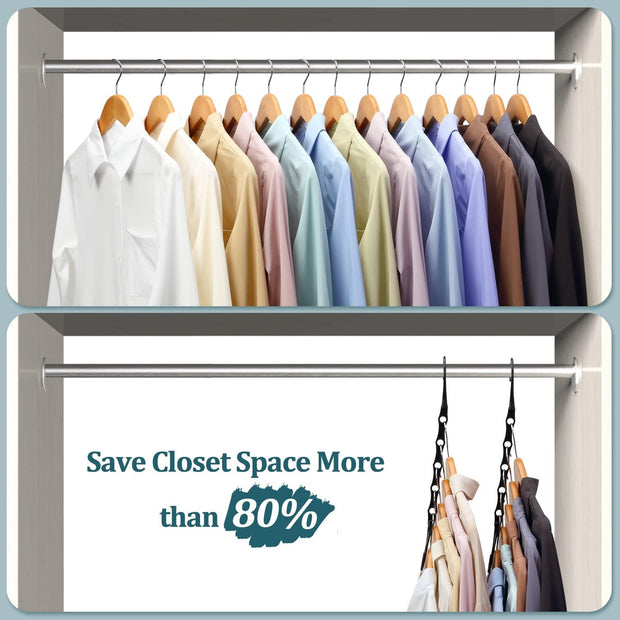 6 Pack Black Space Saving Hangers, Magic Hangers, Closet Organizers, Space Saver Hanger Organizer, Dorm Room Essentials