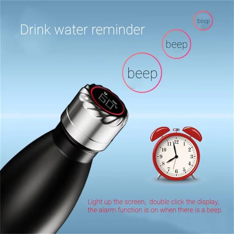 Digital Temperature Display Smart Water Bottle with UV Cleaning and Reminder to Drink - householdessential