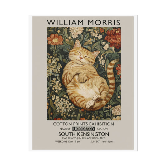 William Morris Cat Poster Rolled Poster | Vintage Floral Art Print - householdessential