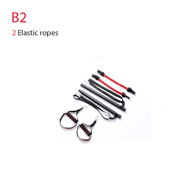 Body Workout Trainer Bar with Resistance Bands Rubber Buckles - householdessential