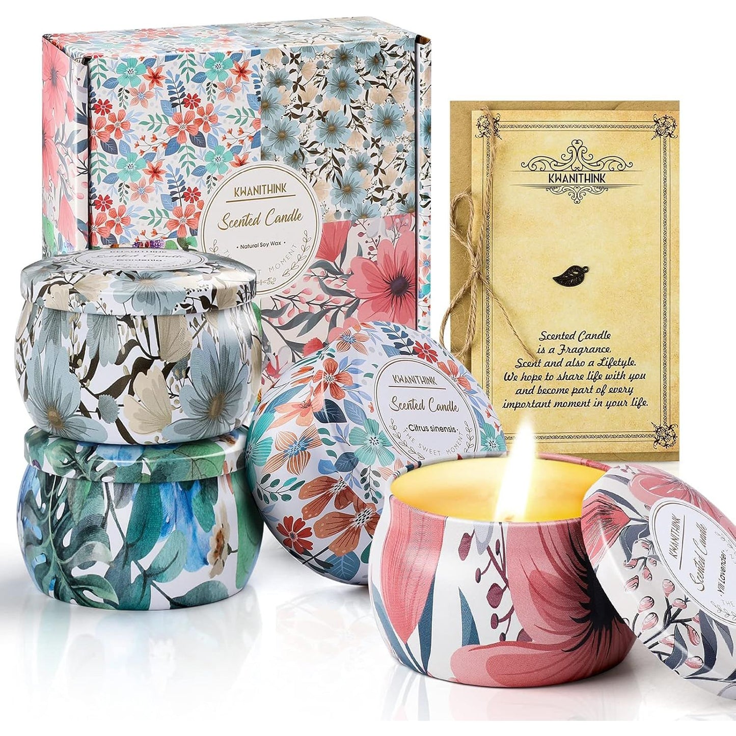 Scented Candles Gifts for Women, 4X4.4 Oz Candles Set for Home Scented, Mothers Day Valentines Day Gifts for Women with Strongly Fragrance Essential Oils for Bath, Aromatherapy Candle - householdessential