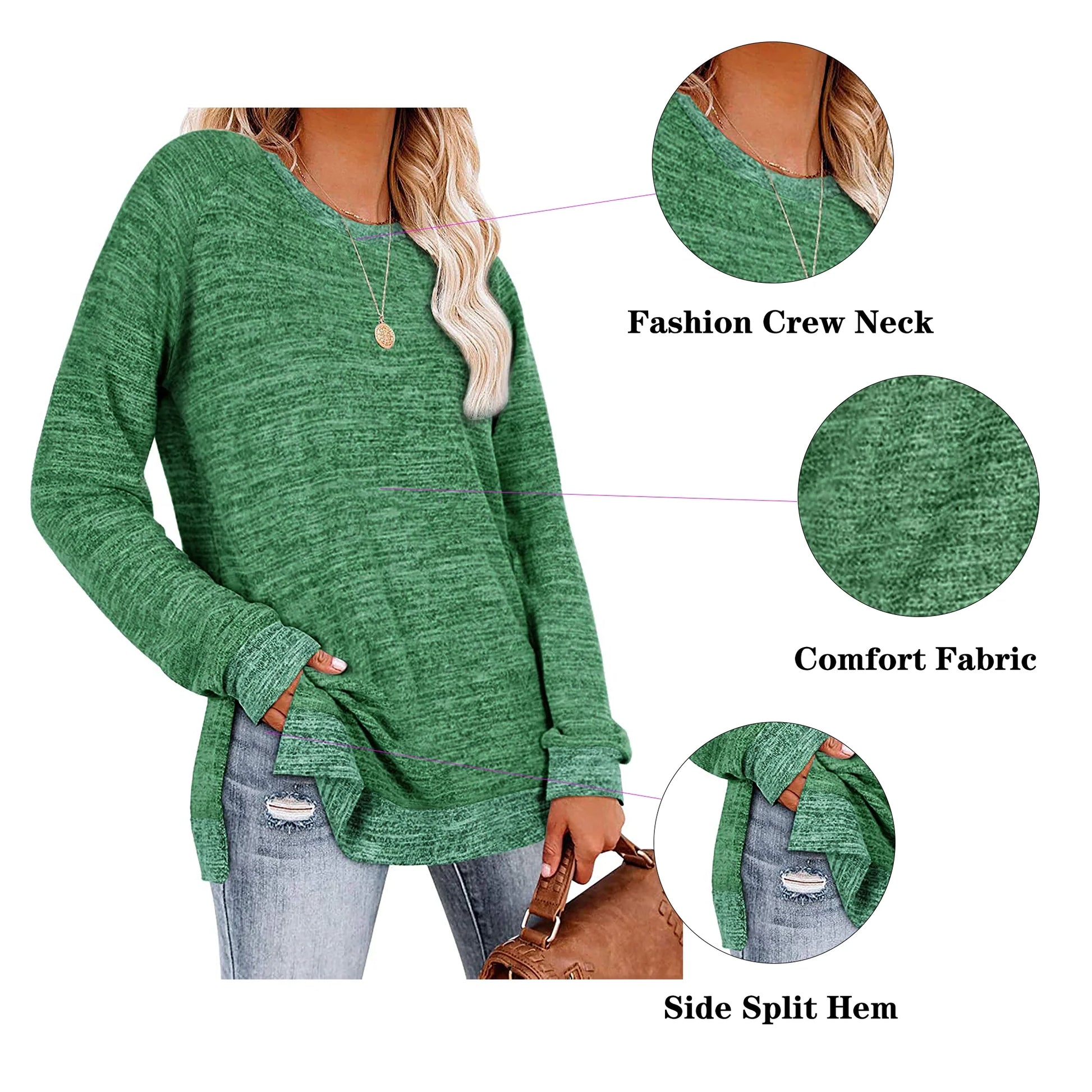 Women's Color Block Tunic Top Long Sleeve Blouse Casual Fall Fashion Loose Fit Pullover - householdessential