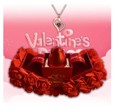 Valentine Gift Box Soap Rose Jewellery Set Eternal Flower Present - householdessential