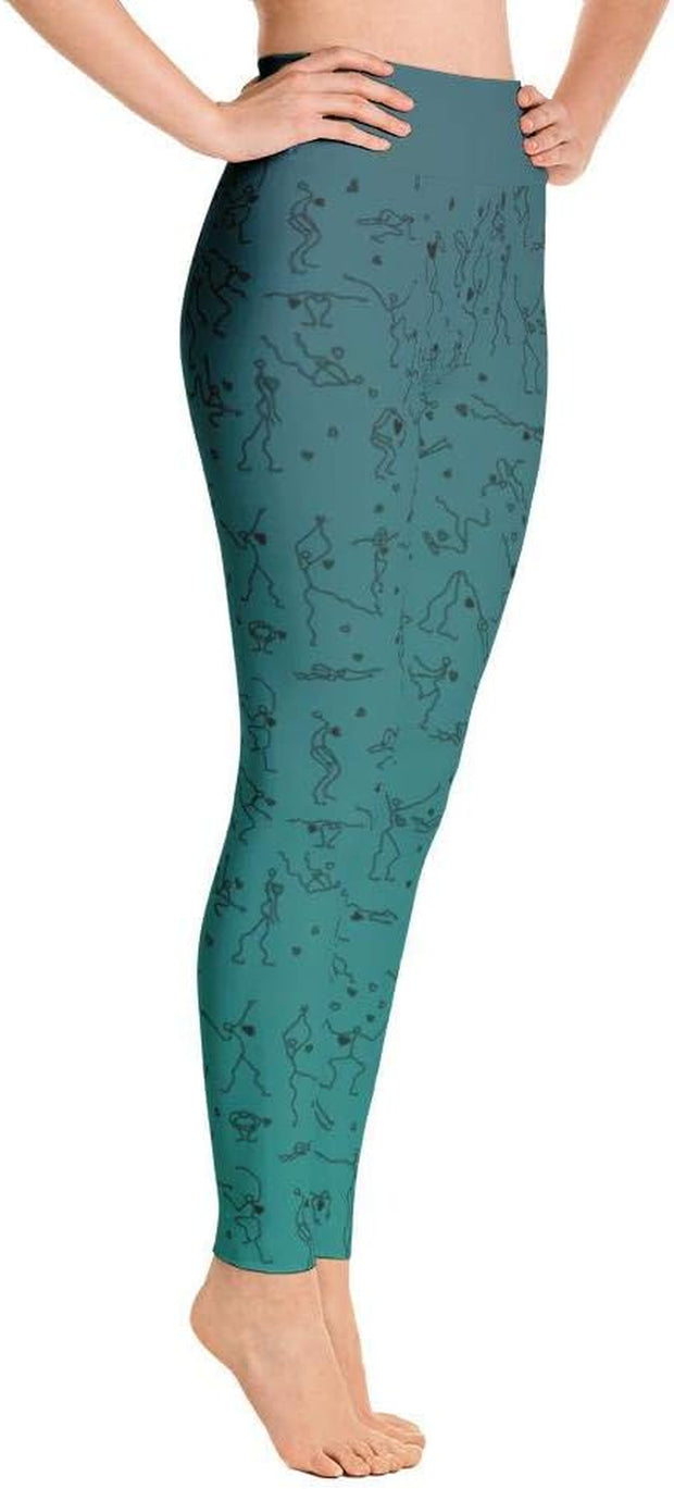 Blue-Green Ombre 'Debbie'S Dancers' Original Art Leggings by