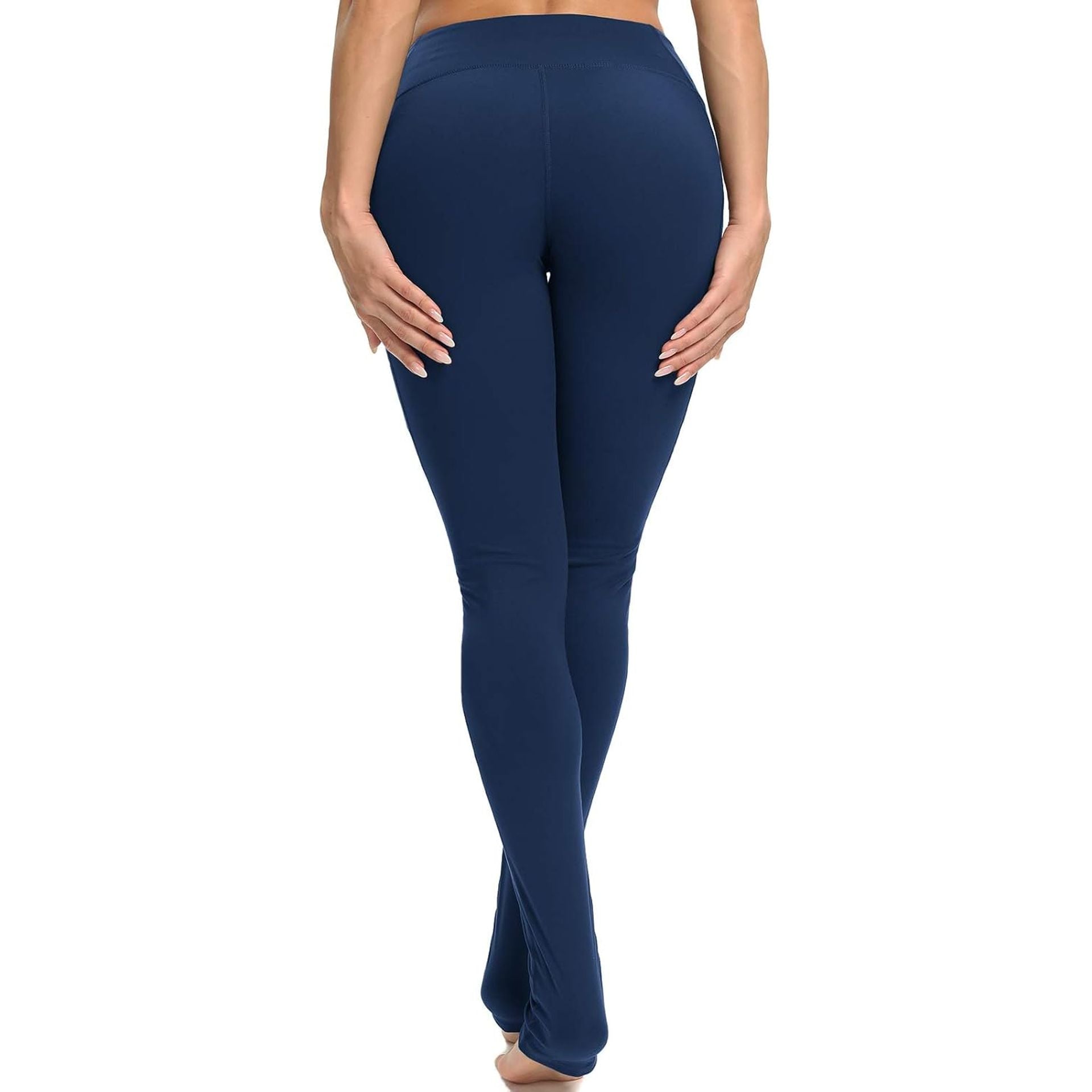 Yoga Pants for Women High Waisted Tummy Contro Butt Lifting Stretch Yoga Leggings with Pockets, Navy Blue, M