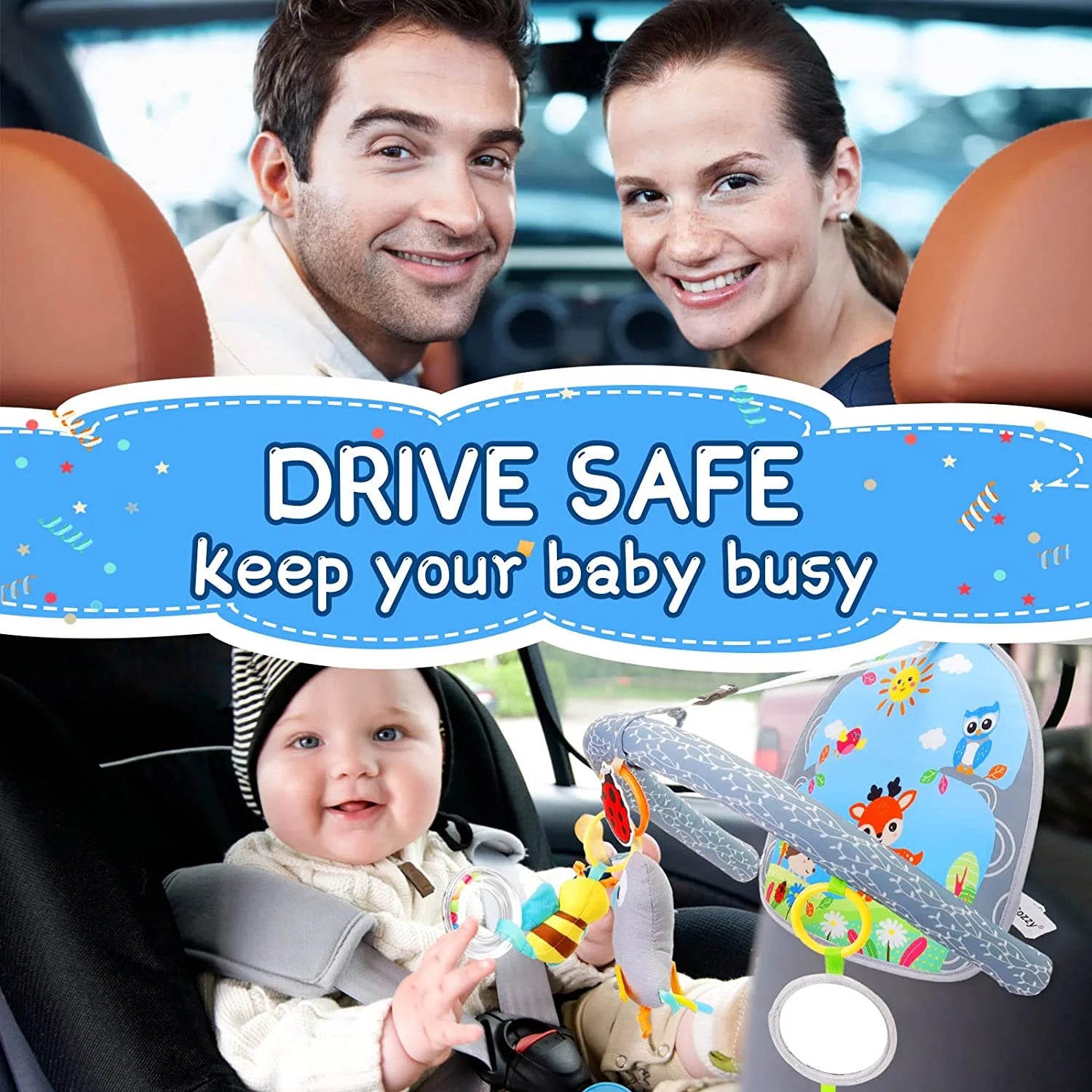 Adjustable Infant Car Seat Toys: Sensory Hanging Toy for Babies on the Go - householdessential