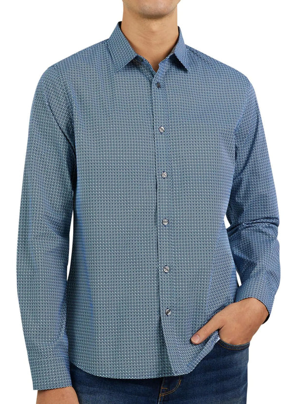 DKNY Mens Shirts - Casual Dress Shirts for Men Button Up Shirt | Men Long Sleeve Casual Printed Dress Shirts Button Down Shirt | Men Shirts Long Sleeve Casual No Tuck Shirt Mens Business Casual Shirt