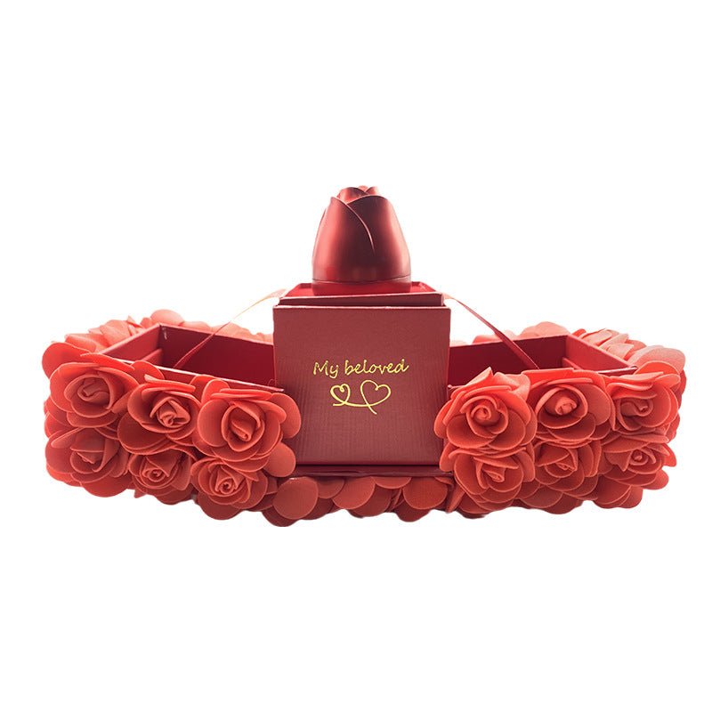 Valentine Gift Box Soap Rose Jewellery Set Eternal Flower Present - householdessential