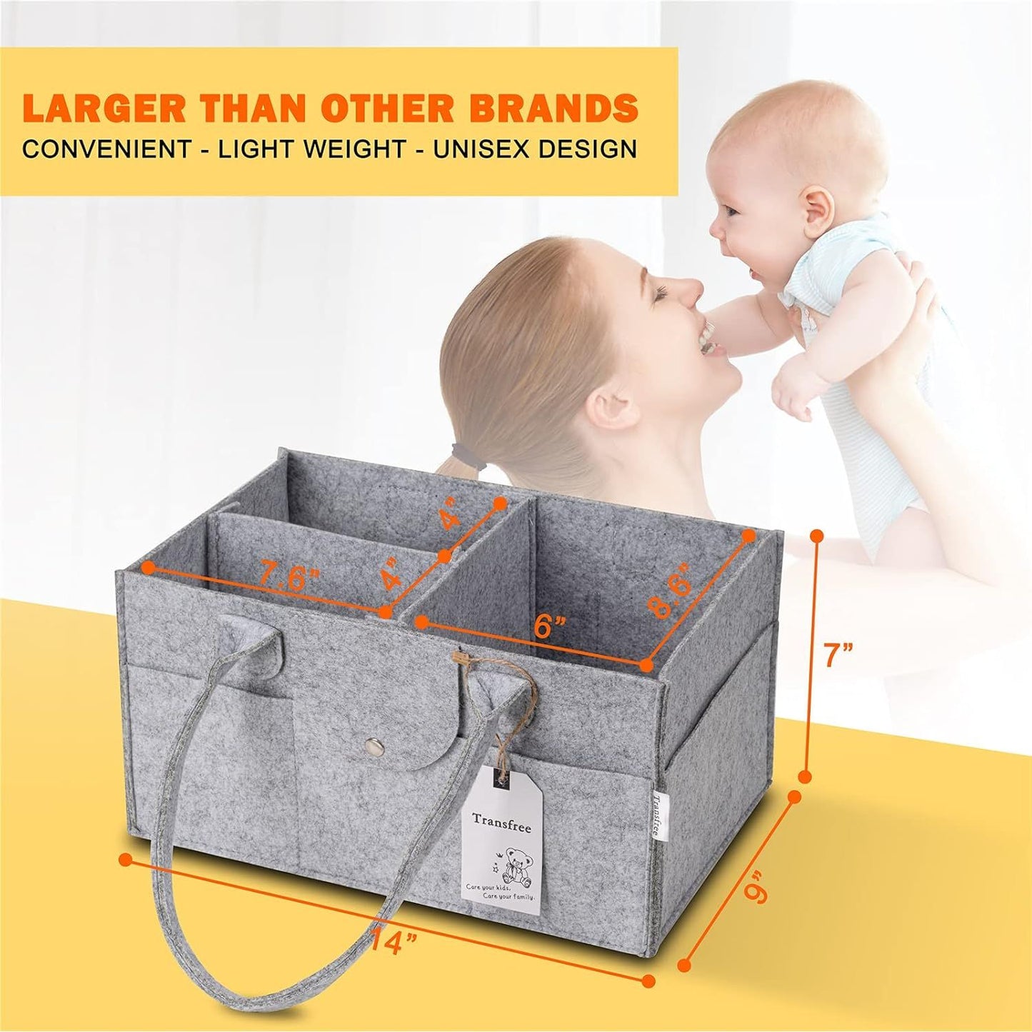 Portable Diaper Organizer - Nursery Storage Basket - Car Diaper Caddy Gift Set - householdessential