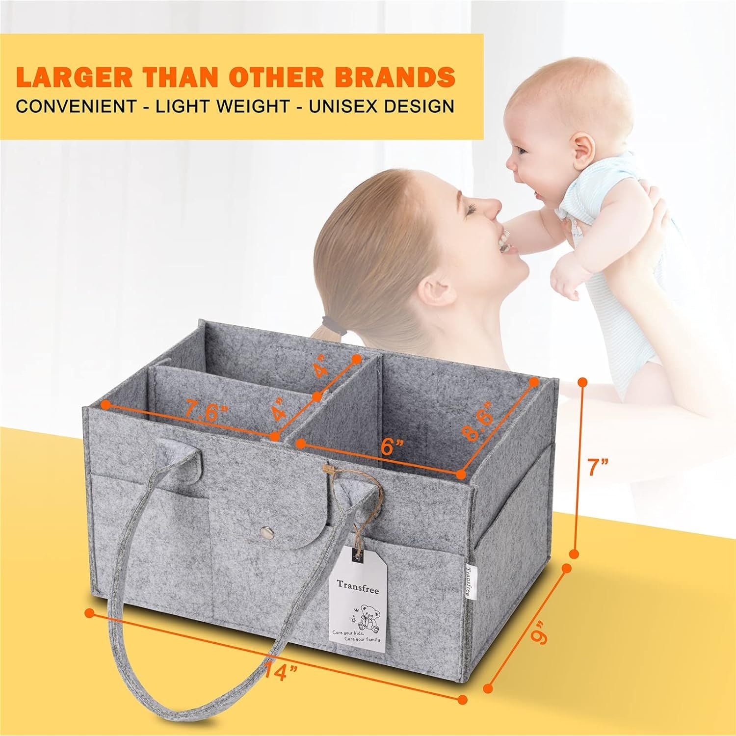 Portable Diaper Organizer - Nursery Storage Basket - Car Diaper Caddy Gift Set - householdessential